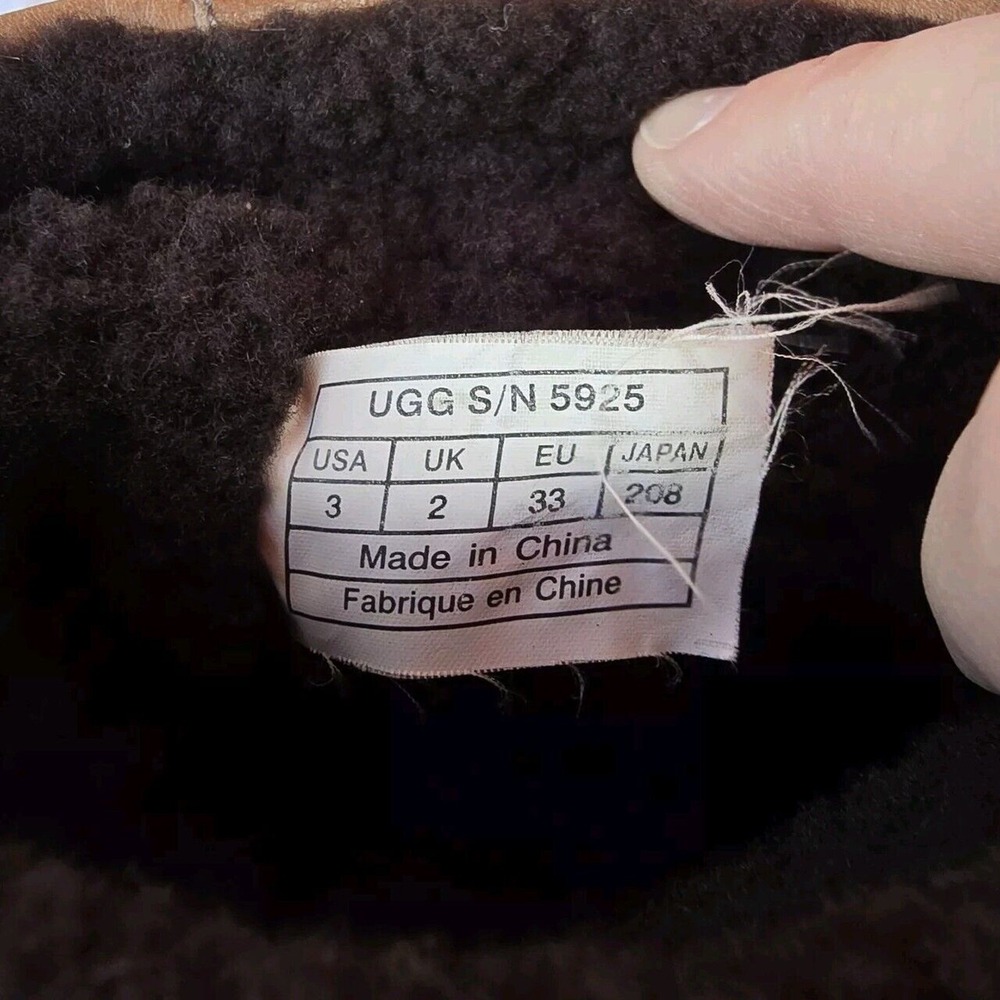 UGG Beacon Leather Boots Size 3 Brown Two Tone Sherpa Lined Hard Sole S/N 5925 - Picture 8 of 8